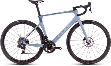 Vélo de course Cube Agree C:62 SLX en bleu-violet chatoyant.