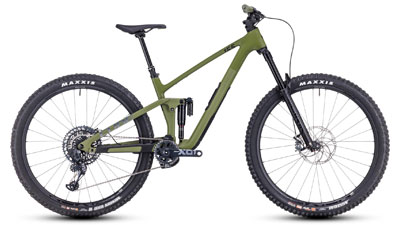 Vélo tout terrain Cube Stereo ONE55 C:62 TM en vert.