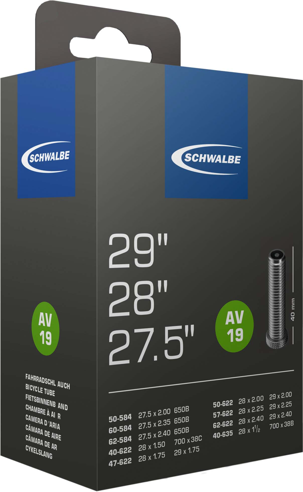 Schwalbe Chambre à air AV No. 19 27.5"/28"/29