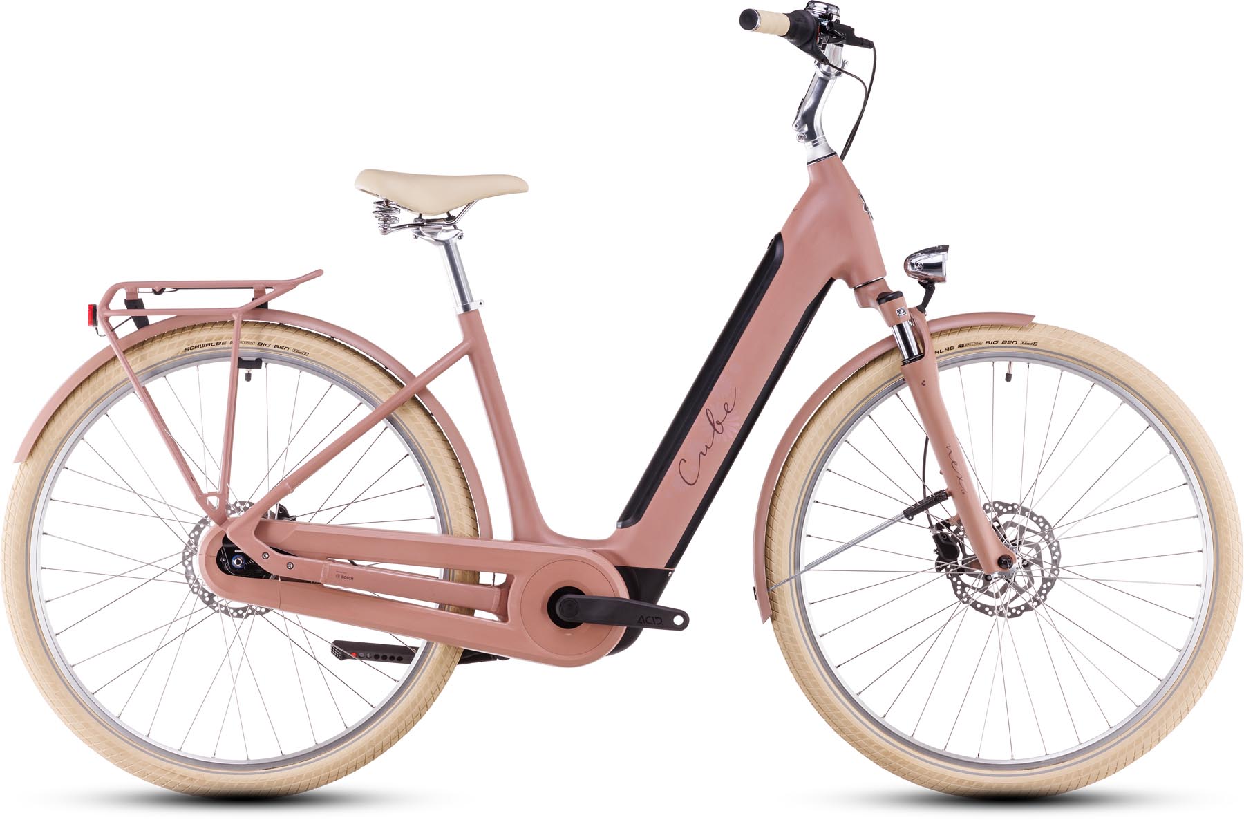 Cube Ella Hybrid 500 oldpink n plum 2025 - Vélo trekking électrique col de cygne
