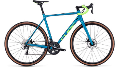 Vélo de course Cube Cross Race C:62 Pro en bleu.
