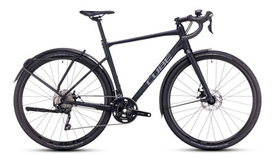 Vélo gravel Cube Nuroad Pro FE en noir.