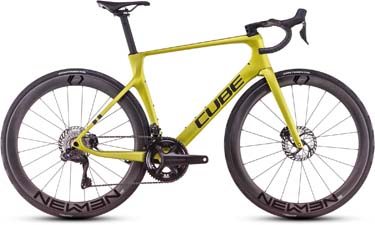 Vélo de course Cube Agree C:62 Race en jaune.