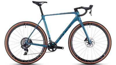 Vélo de course Cube Cross Race C:68X SLT en bleu chatoyant.