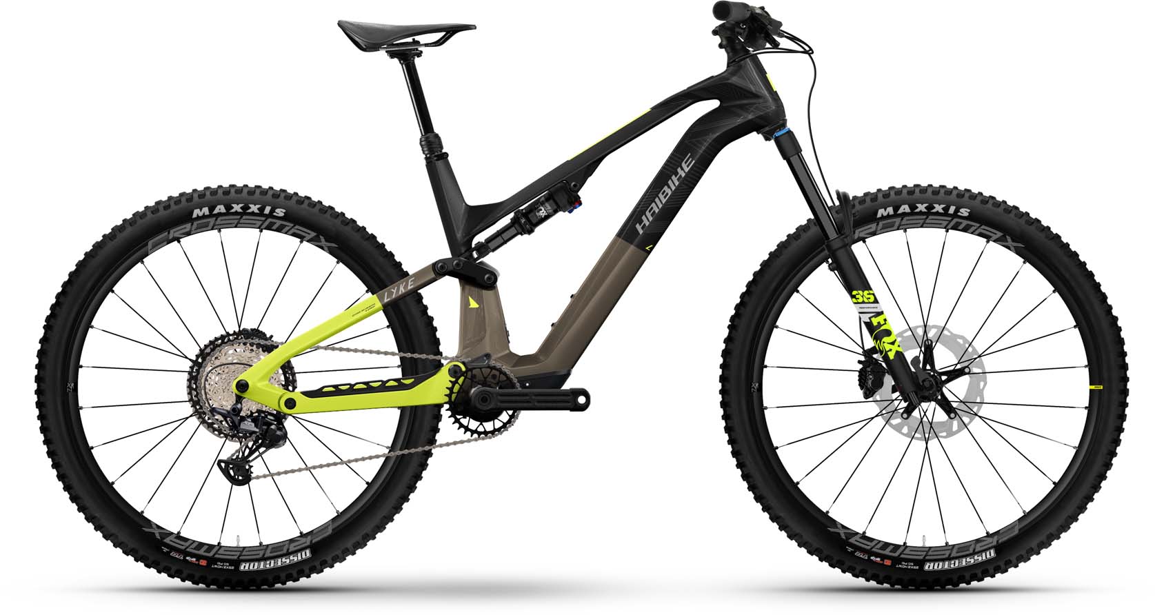 Haibike Lyke CF 11 carbon/sand/lime gloss 2024 - VTT tout suspendu électrique