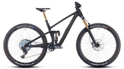 Vélo tout terrain Cube Stereo ONE55 C:62 SLT en gris foncé.