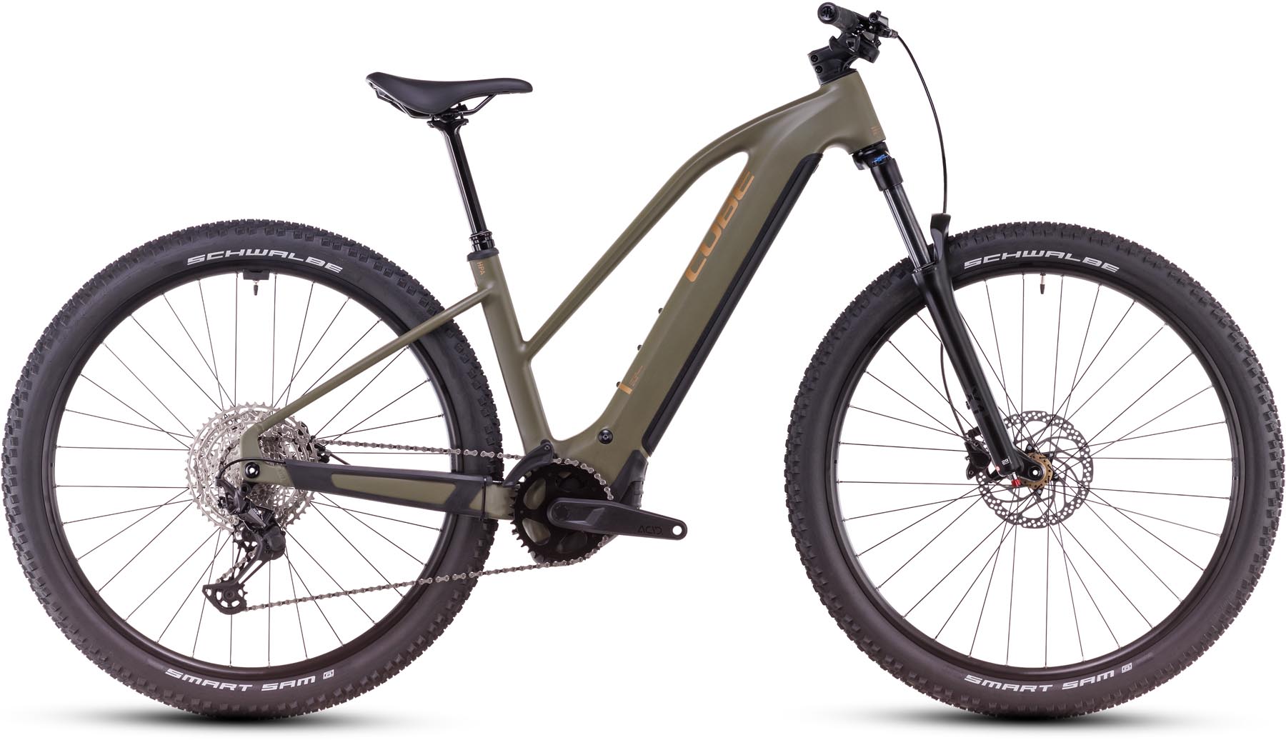 Cube Reaction Hybrid Pro 800 dustyolive n gold 2025 - VTT semi-rigide électrique Femme