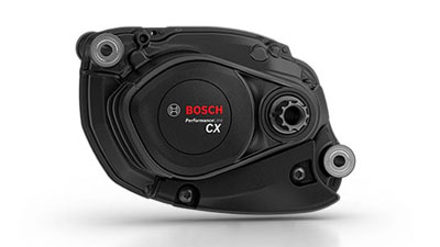 On peut voir un moteur noir Bosch Performance Line CX pour vélo électrique.