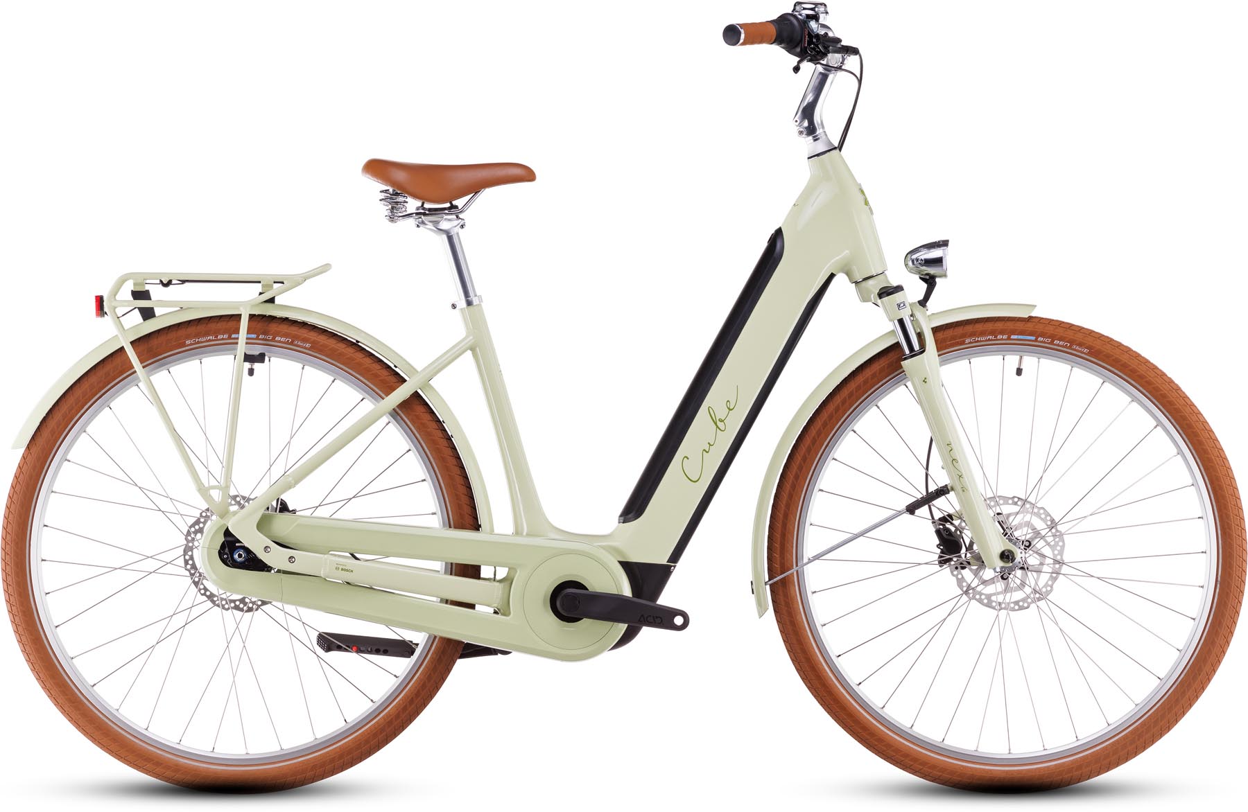 Cube Ella Hybrid 500 matchagreen n green 2025 - Vélo trekking électrique col de cygne