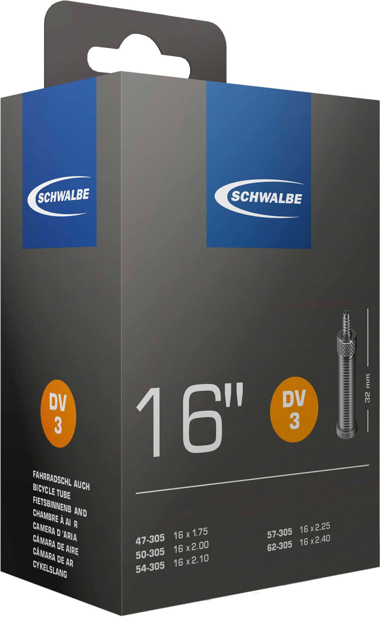 Schwalbe Tuyau 16 x 1.75-2.50 S DV3 32 mm
