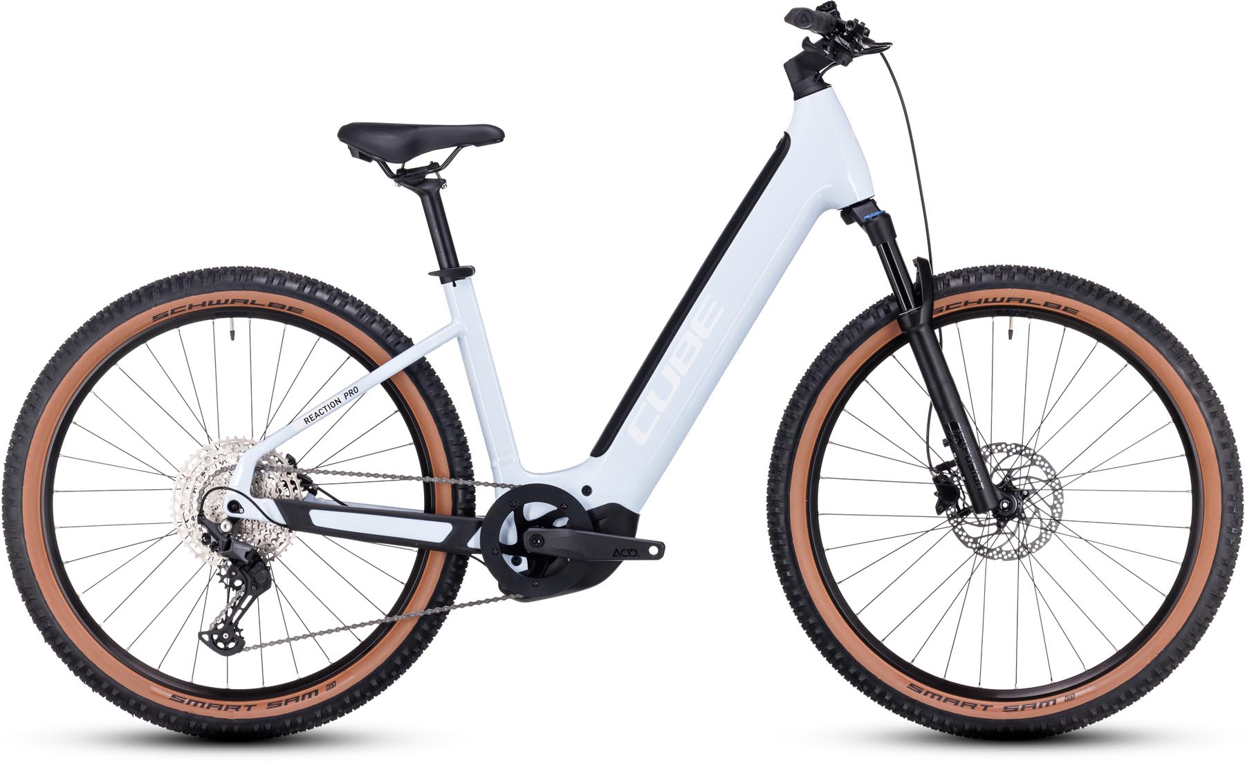 Cube Reaction Hybrid Pro 750 flashwhite n black 2024 - VTT semi-rigide électrique col de cygne