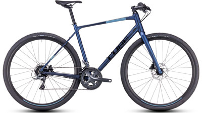 Vélo d'appartement Cube Nulane en bleu.