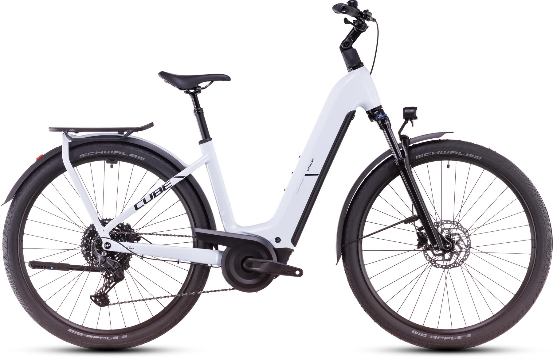 Cube Kathmandu Hybrid ONE 800 polarwhite n black 2025 - Vélo trekking électrique col de cygne