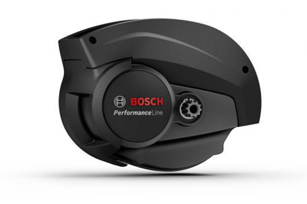 On peut voir un moteur Bosch noir pour vélo électrique, de la série Performance Line