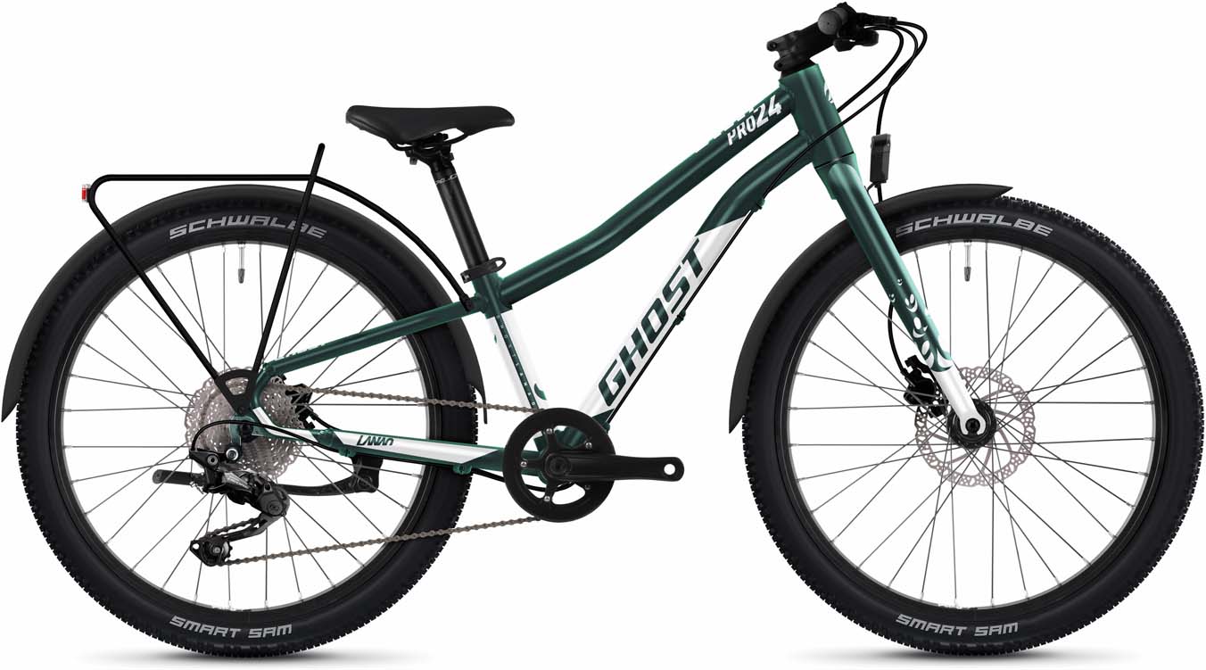 Ghost Lanao 24 Pro EQ dazzling green / pearl white glossy 2023 - Vélo enfant 24 pouces