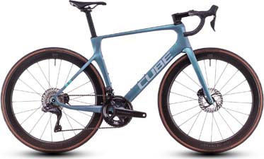 Vélo de course Cube Agree C:62 Pro en bleu.