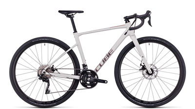 Vélo gravel Cube Nuroad WS en blanc.