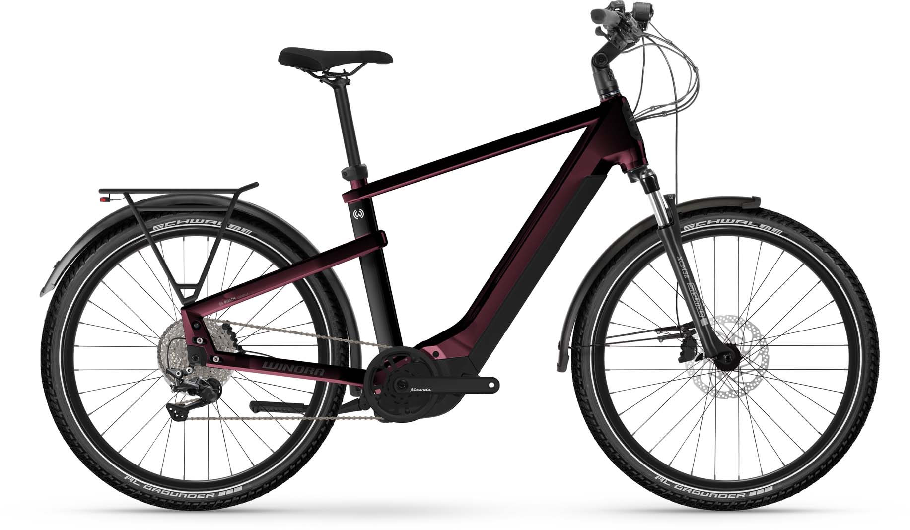 Winora Yakun X10E darkred 2024 - Vélo trekking électrique Homme