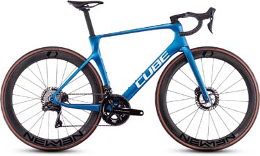 Vélo de course Cube Agree C:62 SLT en bleu.