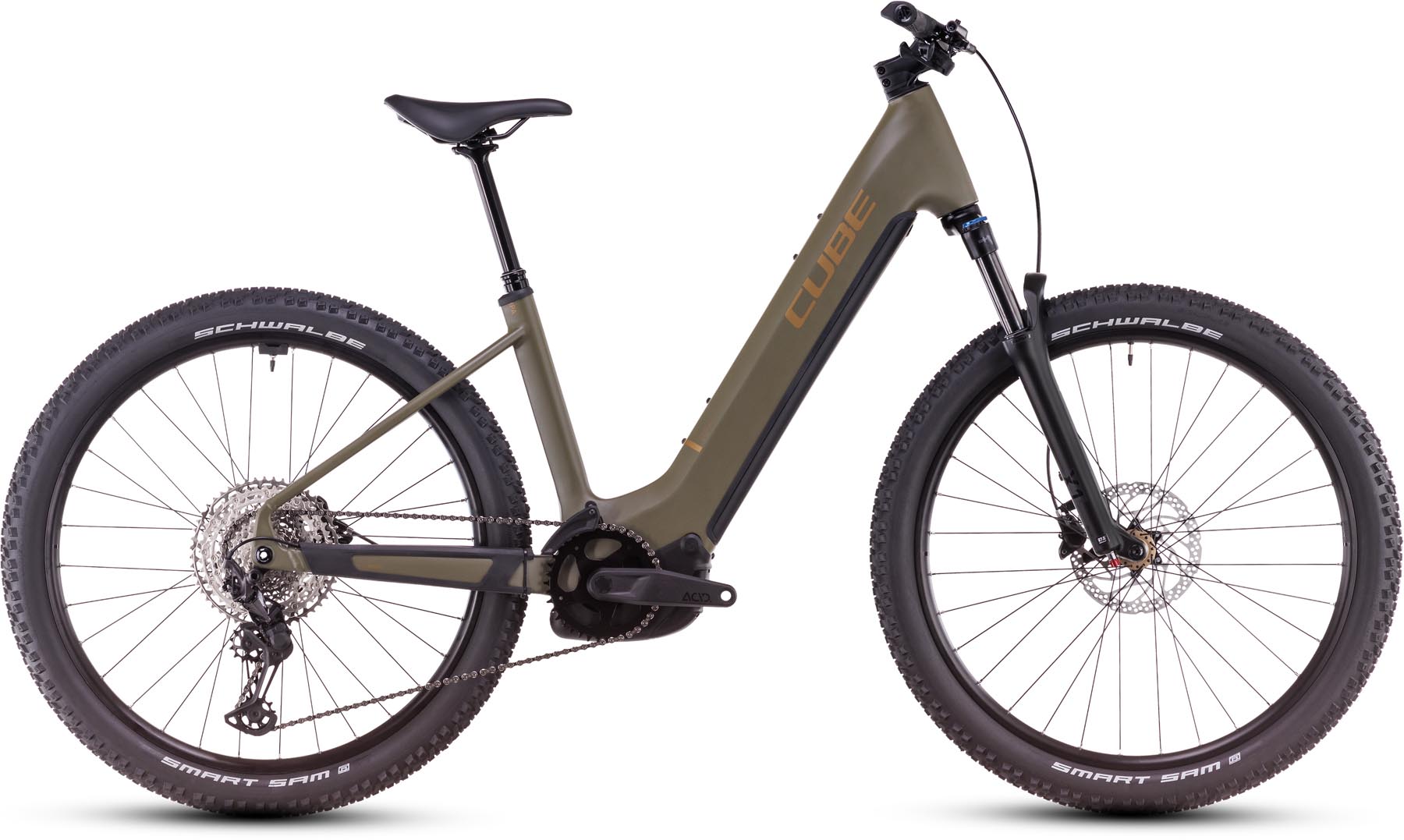 Cube Reaction Hybrid Pro 800 dustyolive n gold 2025 - VTT semi-rigide électrique col de cygne