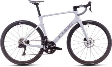 Vélo de course Cube Agree C:62 One en blanc.