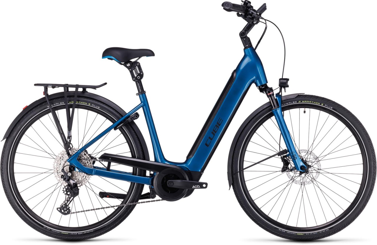 Cube Supreme Sport Hybrid EXC 625 blue n black 2024 - Vélo trekking électrique col de cygne