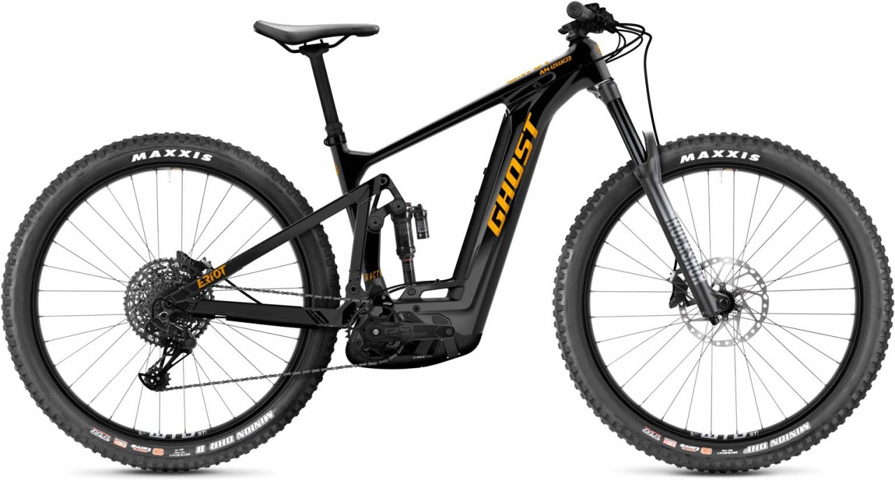 Ghost E-Riot AM CF Advanced black / dirty orange glossy / matt 2022 - VTT tout suspendu électrique