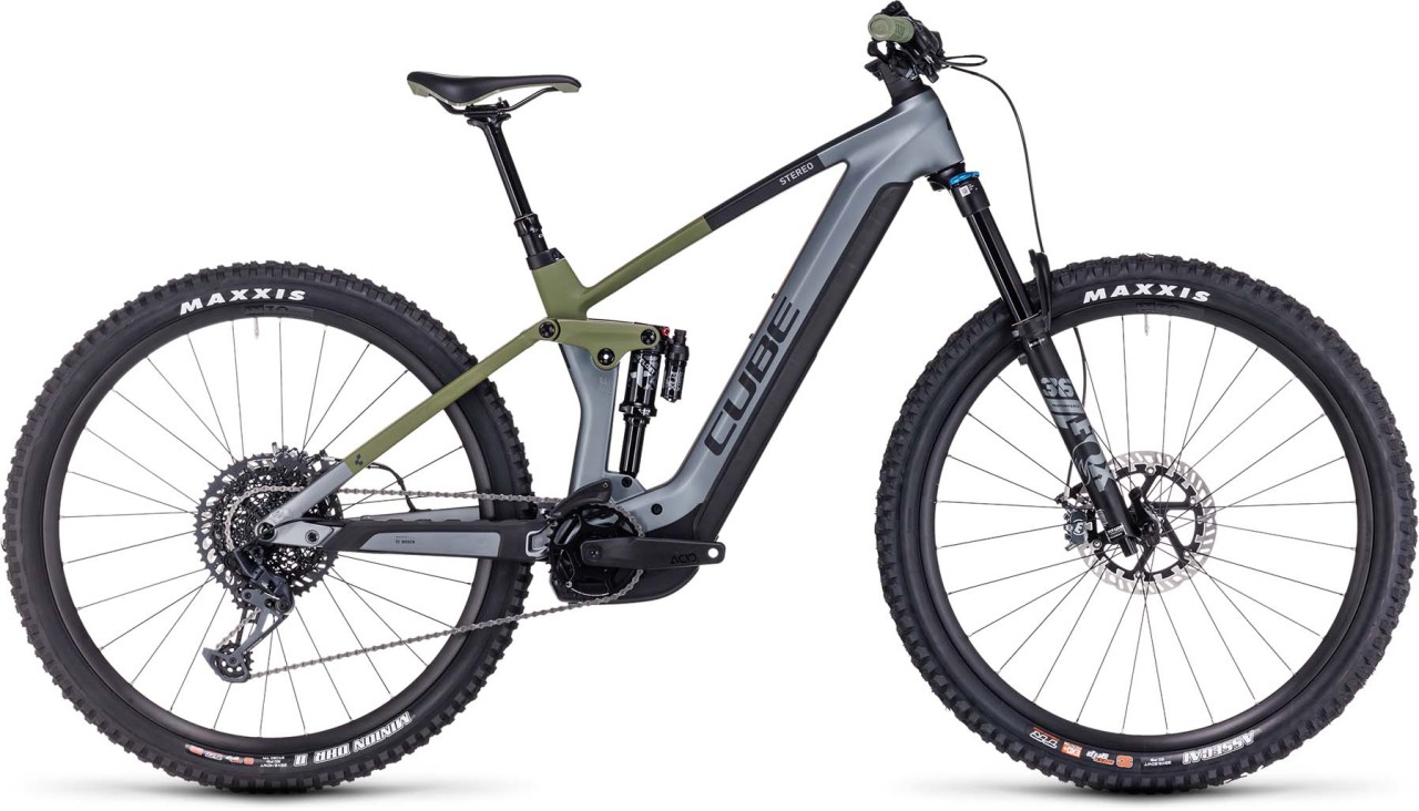 Cube Stereo Hybrid 140 HPC TM 750 flashgrey n olive 2023 - VTT tout suspendu électrique