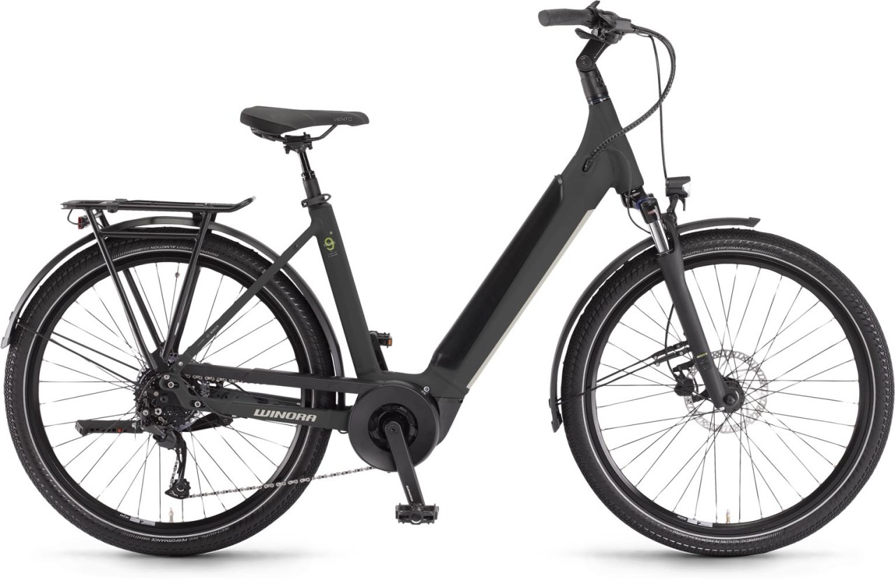 Winora Sinus X9 Black matte 2024 - Vélo trekking électrique col de cygne