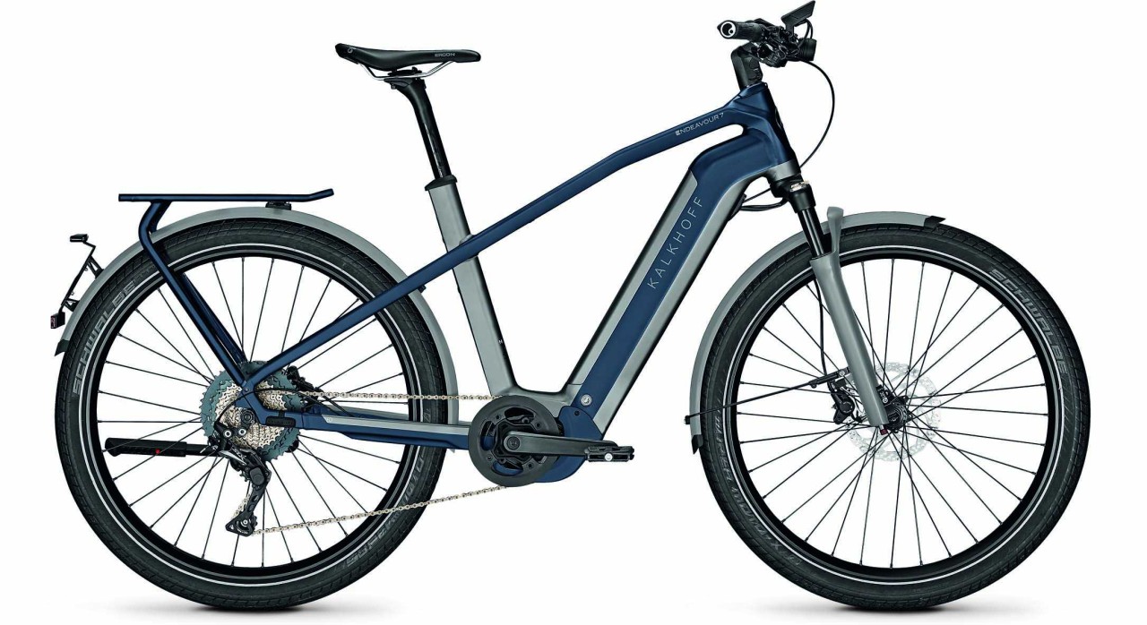 Kalkhoff Endeavour 7.B Excite 45km/h jetgrey/sydneyblue matt (Diamond) 2021 - Vélo trekking électrique Homme