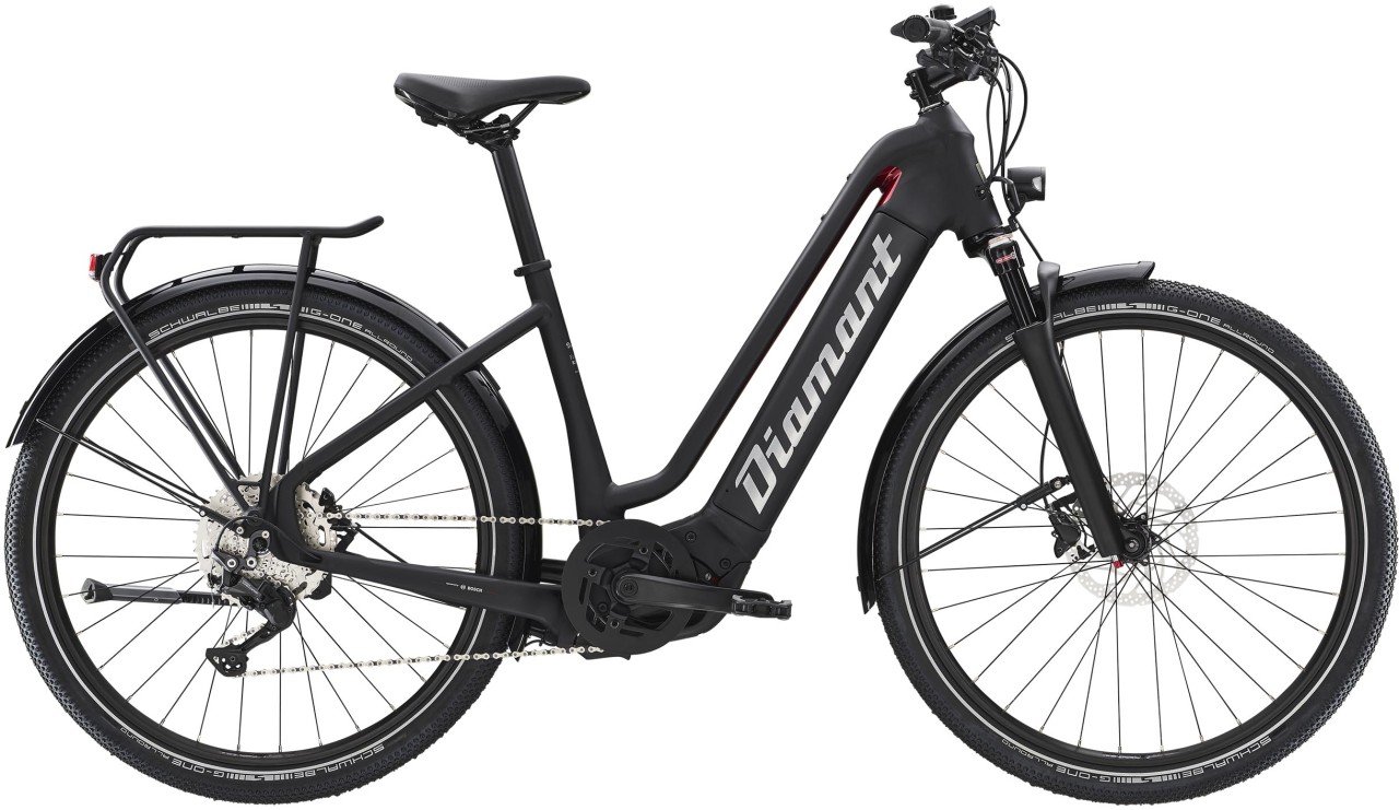 Diamant Zouma Deluxe+ TIE Tiefschwarz 2022 - Vélo trekking électrique col de cygne