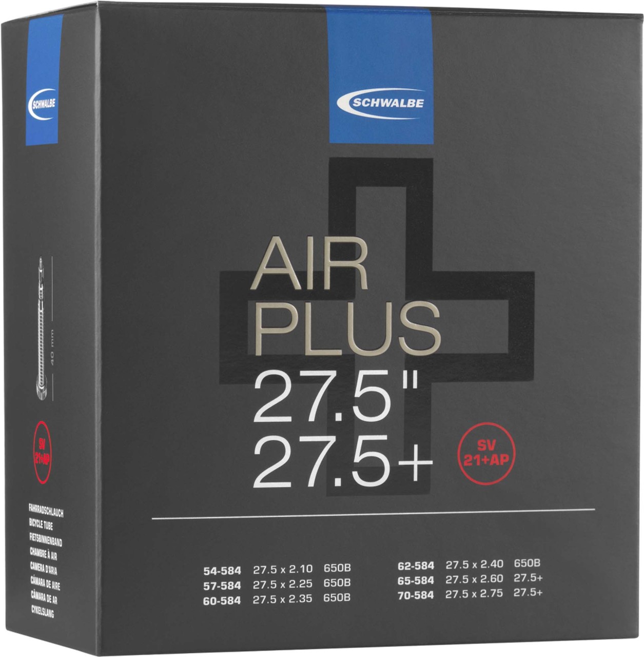 Schwalbe Chambre à air AIR PLUS SV Nr. 21+AP 27.5+"