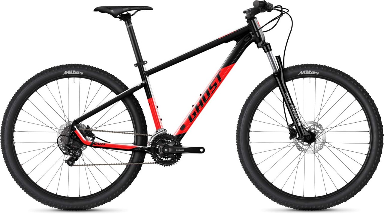 Ghost Kato 27.5 AL black / riot red glossy 2023 - VTT semi-rigide