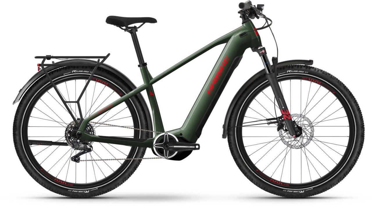 Haibike Trekking 5 olive / red gloss 2024 - Vélo trekking électrique Homme