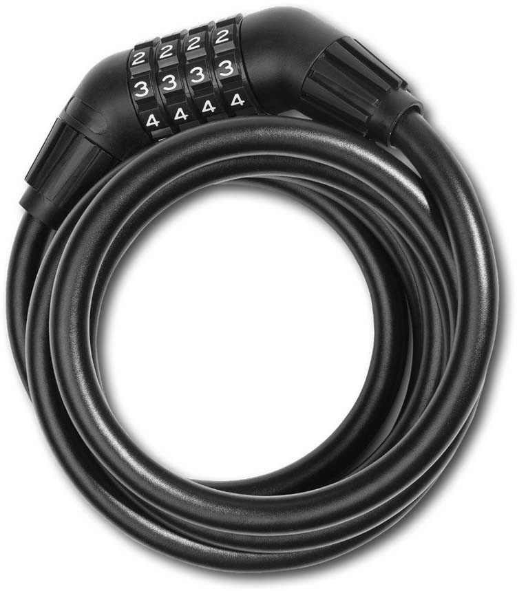 RFR Serrure à combinaison en spirale 12 x 1800 mm noir n blanc