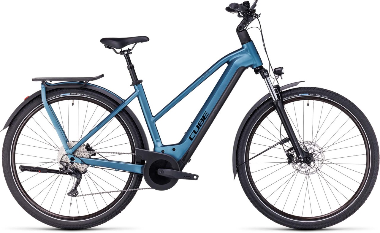 Cube Kathmandu Hybrid ONE 750 blue n black 2023 - Vélo trekking électrique Femme