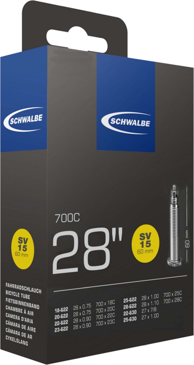 Schwalbe Chambre à air SV 15 longue, 28x3/4-1 1/8" 18/28-622/630 SV60mm