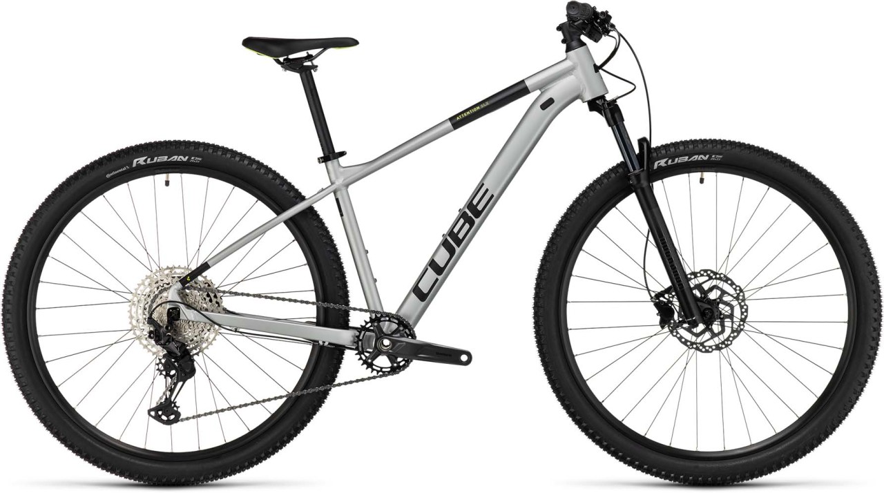 Cube Attention SLX 2023 Hardtail MTB in silvergrey n lime MHW