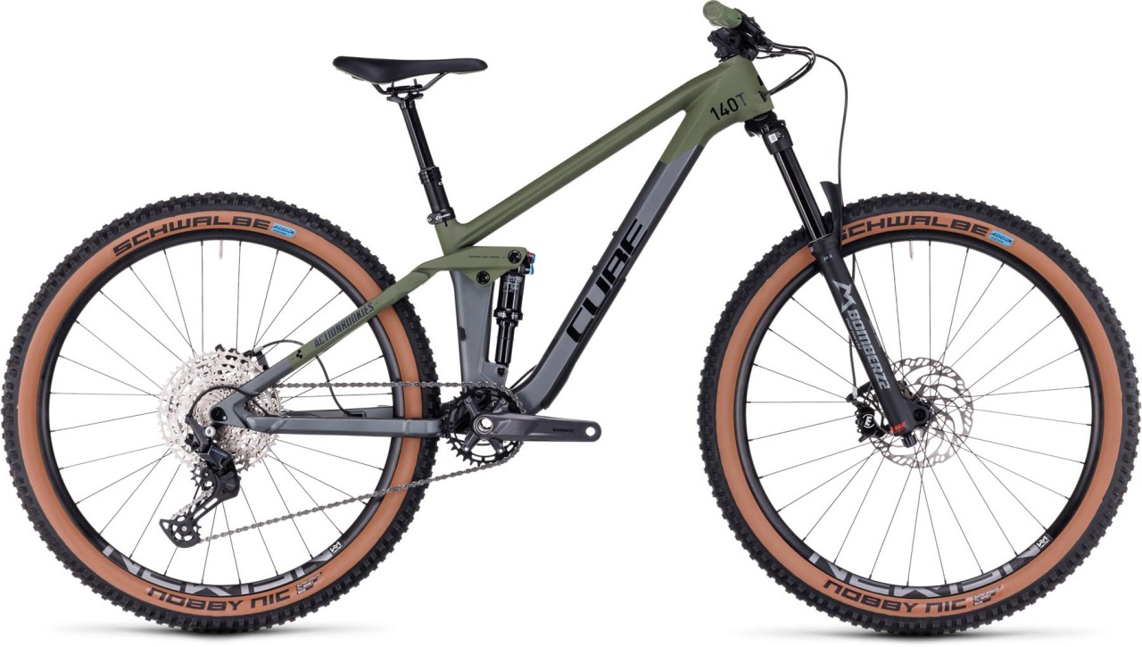 Cube Stereo 140 HPC Rookie grey n olive 2024 - Fully Mountainbike
