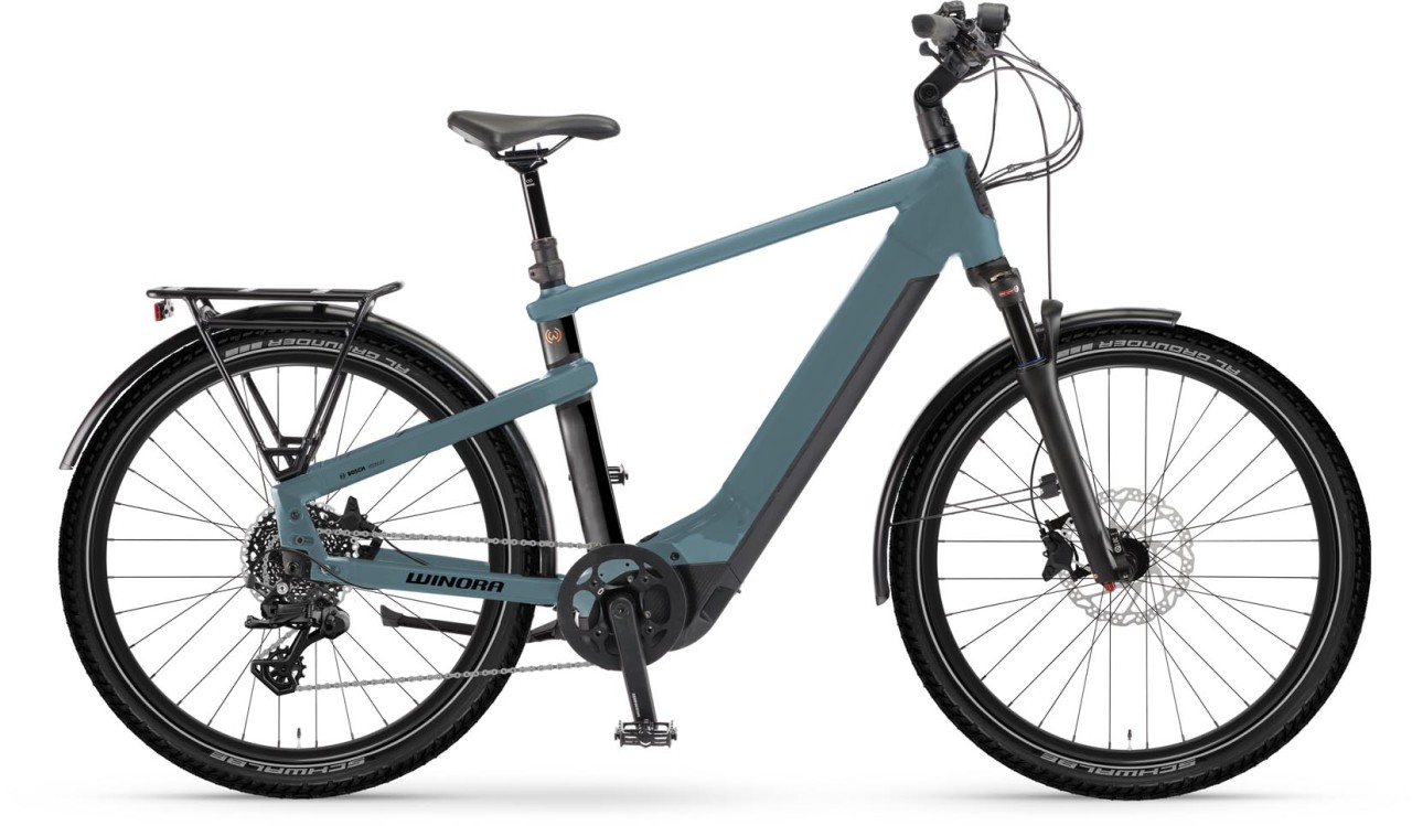 Winora Yakun X10 sharkblue matt 2024 - Vélo trekking électrique Homme