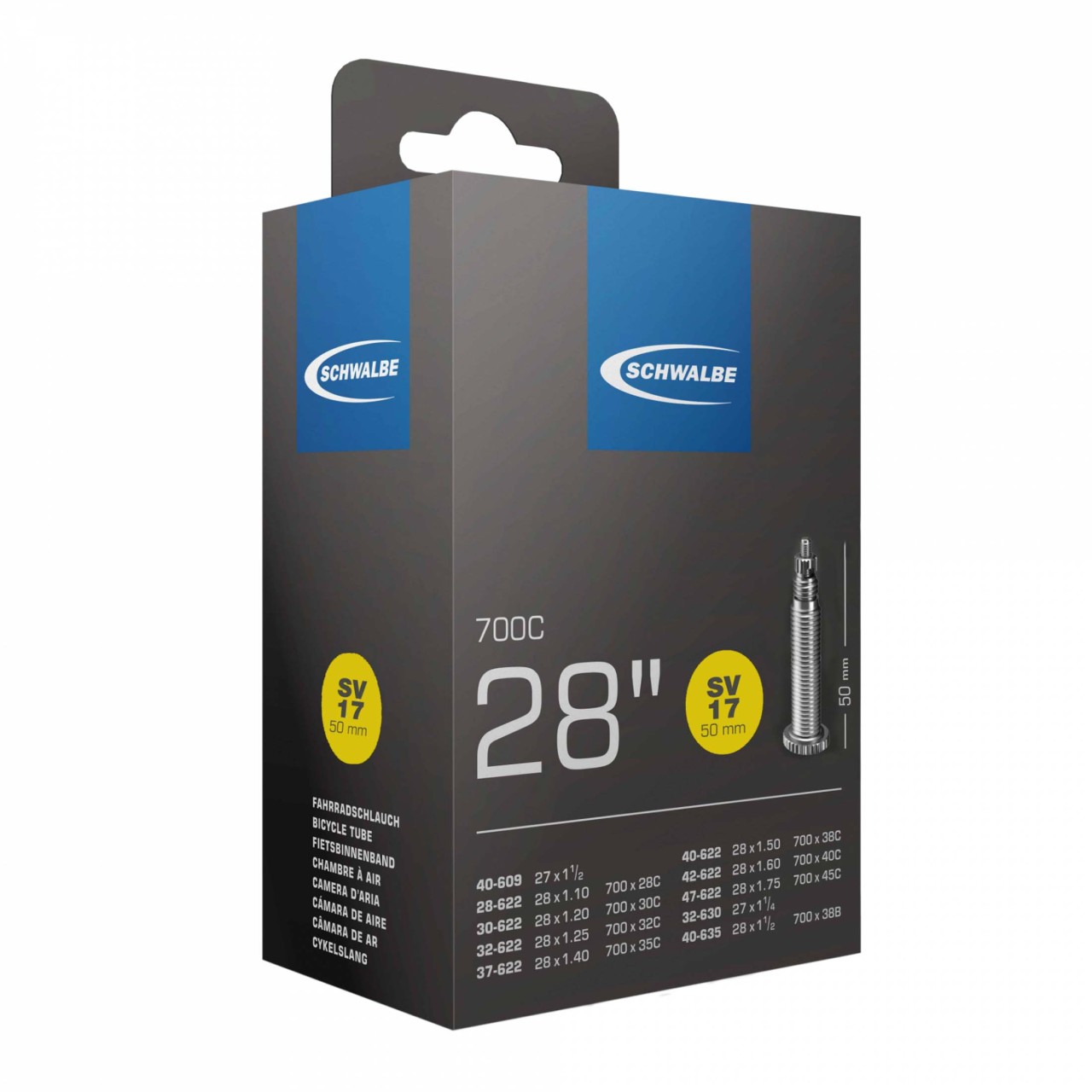 Schwalbe Chambre à air SV 17 longue, 28x1 1/8-1.75 28/47-622/635 SV60 mm